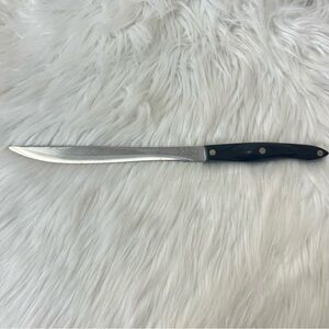 Vintage Cutco Long Serrated Carver Kitchen Knife 1723 Black Handle Made in USA